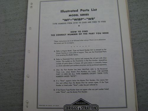 briggs and stratton model wi wibp  wr illustrated parts list