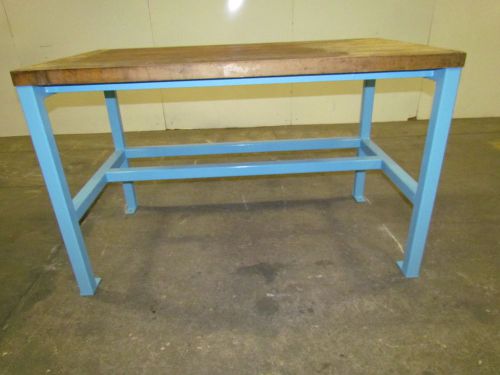 Hallowell industrial wood top workbench table welded steel frame 60x30x33&#034;height for sale