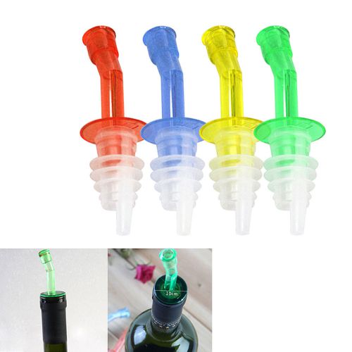 4 x Colorful Tapered Free Flow Bottle Pourers Wine Oil Dispenser Spout Stopper