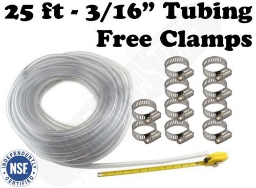 Beverage tubing 3/16&#034; - 25&#039; free screw clamps, kegerator, draft beer, homebrew for sale