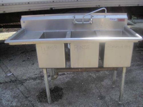 Griffin 3 compartment convenience store sink with left drain board  - 54  1/2 &#034; wide for sale
