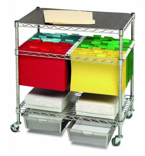 File Rolling Cart Office Organizer Utility Folder Desk On Wheel Mobile Rack Home