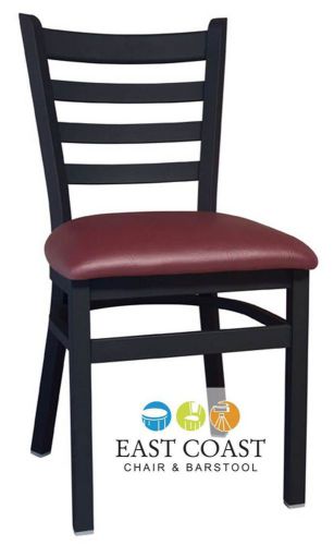 New Gladiator Ladder Back Metal Restaurant Chair with Wine Vinyl Seat