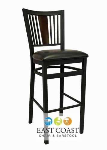 New steel city metal restaurant bar stool with black frame &amp; black vinyl seat for sale