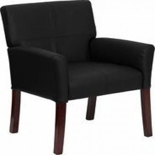 Flash furniture bt-353-bk-lea-gg black leather executive side chair or reception for sale