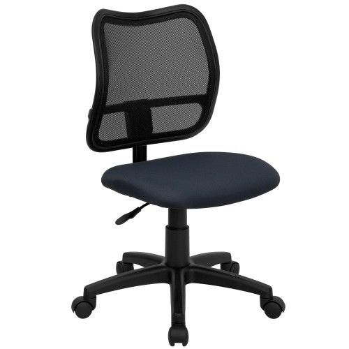 Flash Furniture WL-A277-NVY-GG Mid-Back Mesh Task Chair with Navy Blue Fabric Se