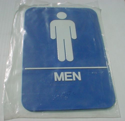 ADA Bathroom Sign MEN w/ raised pictograms and Grade 2 Braille New 9&#034; x 6&#034;