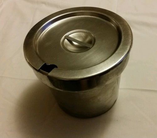 Don 18/8 Stainless Steel Round Steam Table Inset Pan with Lid, 7 1/4 Qt., 24 Ga.