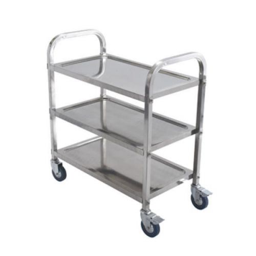Winco Stainless Steel 3 Tier Trolley with Casters Utility Cart 30&#034; x 16&#034; SUC-30