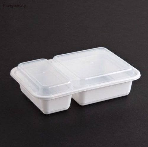 Tripak MT2850 White 30oz 6&#034;X8&#034; 2 Compartment Microwavable Container w/Lid 150ct