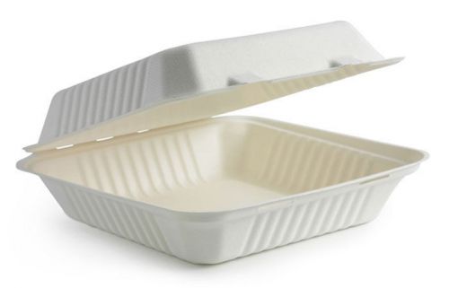 Biopack Tableware 9x9 inches Paper Biodegradable Hinged Containers 100PCS NEW