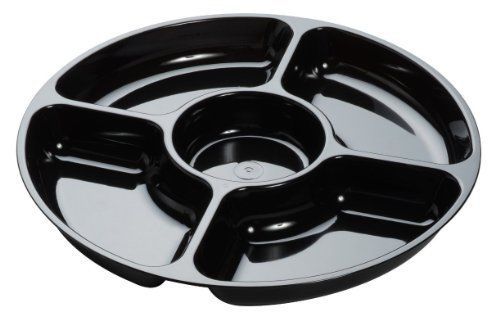 NEW Fineline Settings Platter Pleasers Black 12&#034; 5 Compartment Tray 24 Pieces