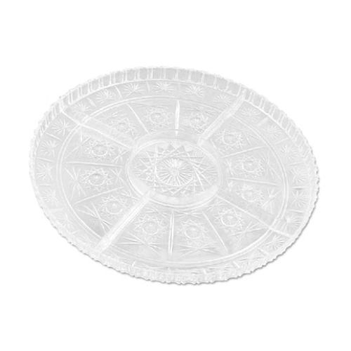 Crystalware Compartment Tray 16&#034; Round Royal Industries NC 191 CLR - Set of 6