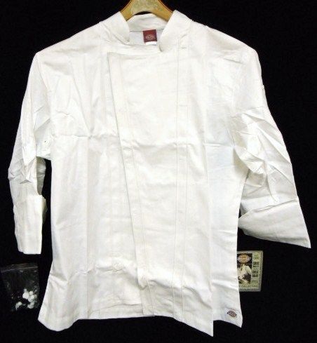 Dickies executive chef coat white changeable buttons topstitch 50l new for sale