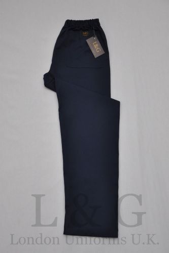 Navy chef trousers back pocket QUALITY L&amp;G London Uniforms U.K. S,M,L,XL