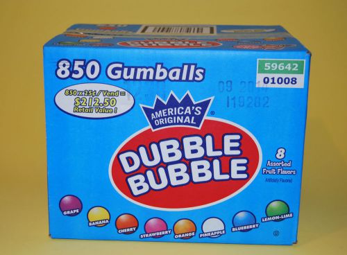 850 ct Dubble Bubble 1&#034; Assortment Gumballs Bulk Candy Vending