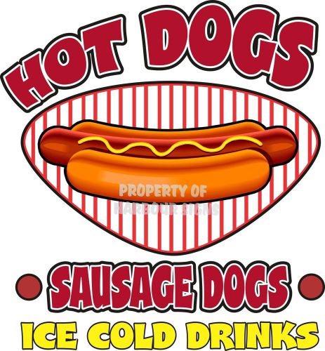 Hot Dogs Sausage Ice Cold Drinks Decal 14&#034; Restaurant Concession Food Truck