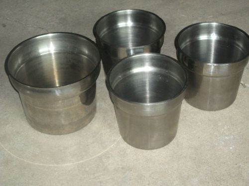 4 LARGE STAINLESS STEEL CROCK CANISTERS CONTAINERS RESTAURANT SUPPLY