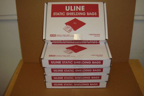 5 boxes of 100 uline 6 x 8&#034; static shielding bags model no. s-12625 for sale
