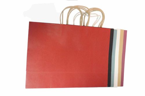 250pcs-Vogue Gift Rope Handle Tote  Kraft color paper bag 16x6x12