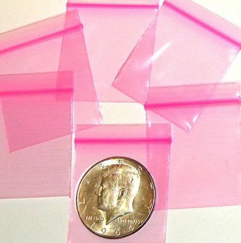 Pink baggies 1.5 x 1.5&#034; Apple reclosable mini ziplock bags 100 200 500 1000