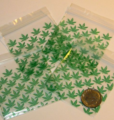 200 Mini Ziplock Bags Green Leaves 2 x 2 inch  Apple reclosable baggies 2020