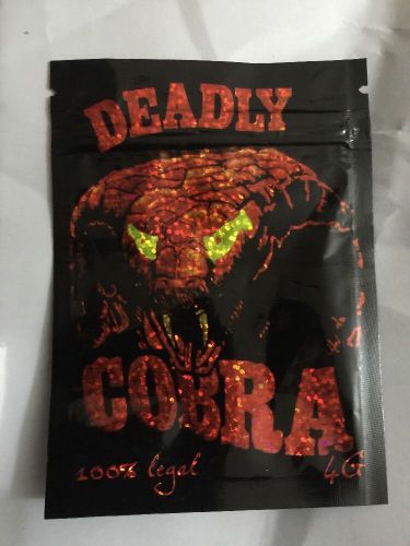 100 Deadly Cobra 4g EMPTY** mylar ziplock bags (good for crafts incense jewelry)