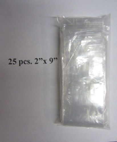 25 Ziplock 2&#034; x 9&#034; Small Long Reclosable Clear Plastic Poly Bags