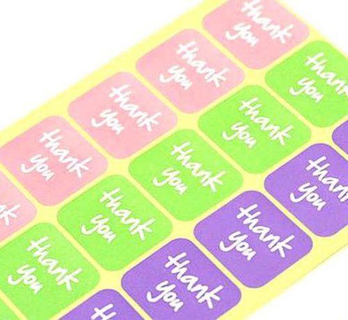 72pcs&#034;Thank You&#034;Square Sticker seals label party gift card greeting Bombonieres