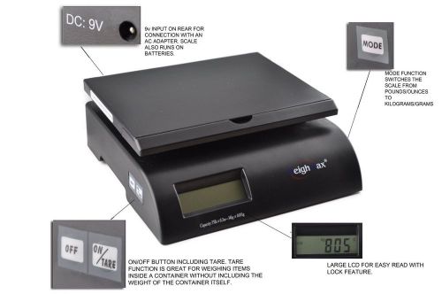 Weighmax 2822-75LB postal shipping scale, Battery and AC Adapter Included, New