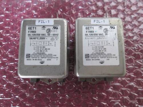 lot of 2 Corcom 6ET1 EMI Filter 120/250VAC 50/60Hz 6A