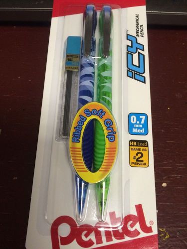 Mechanical Pencils, RIBBED Soft Grip, 0.7mm, #2, METAL POCKET CLIP, SPARE LEAD