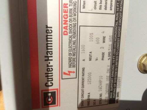 New cutler hammer 1600 amp 3 phase 4 wire pow-r-way iii copper busway for sale