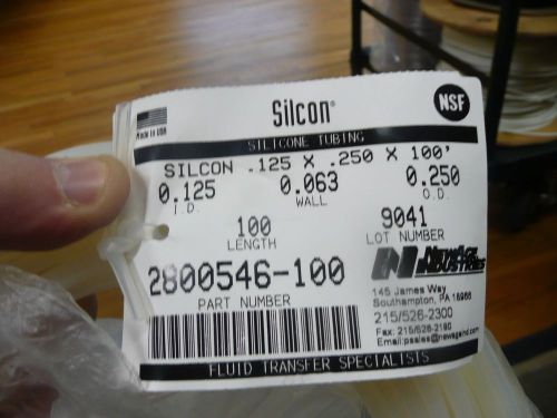 Silicon tubing   100ft   .125&#034;ID  1/16&#034; wall thickness
