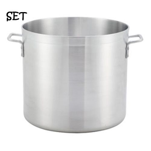 Winco Stock Pot 60 qt with Steamer Basket and Cover Aluminum Cookware Set