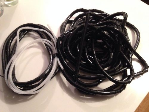 SPIRAL WRAP HARNESS CABLE 5/16&#034; X 30&#039; LONG UV BLACK 8MM + 10&#039; + 4&#039; White Small