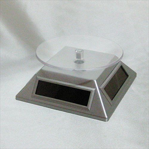 Silver Solar Power Turntable Rotary Jewelry Product Display Showcase Mini Tray