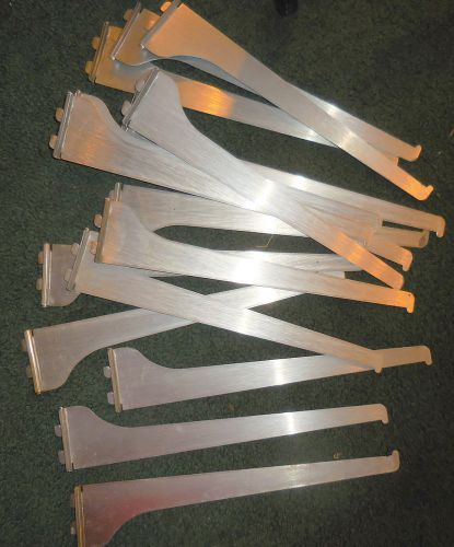 12&#034; metal shelf brackets for single slot track wall shelving used- 16 piece lot for sale