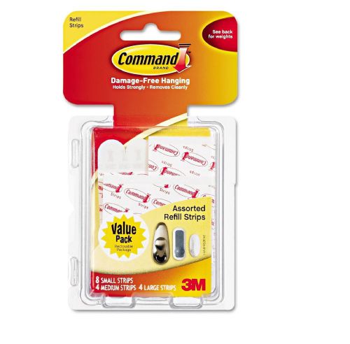 Command Assorted Refill Strips White 16 Pack MMM17200CL - Brand New Item