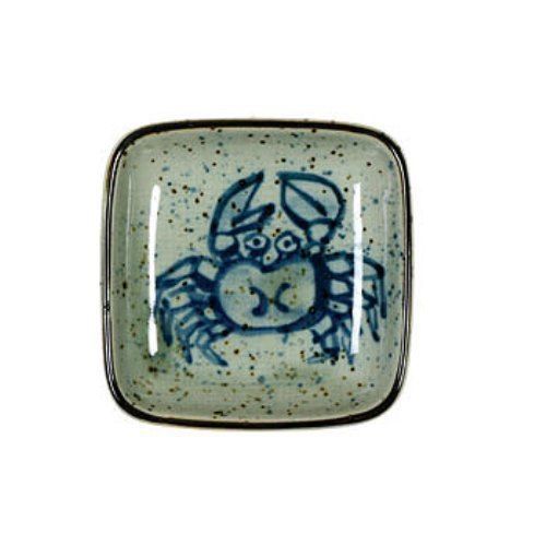 Set of Four3.5&#034; Square Sauce Dishes Crab Made In Japan