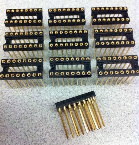 Lot Of 10 Wire Wrap 16-pin IC DIP Sockets 0.3 inch Gold Plated - 10 pcs - New