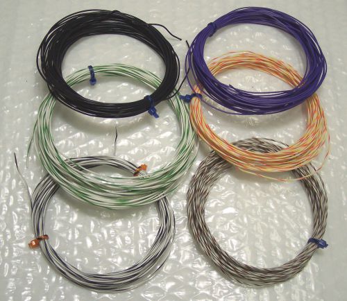 150 FEET-24 &amp; 26 AWG  19 STRAND SILVER TEFLON WIRE ASSORTMENT-6 DIFFERENT COLORS
