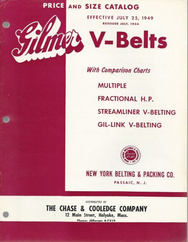 Gilmer v-belts 1954 price &amp; size catalog new york belting &amp; packaging passaic nj for sale