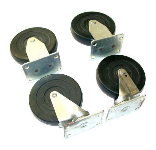 NEW SET OF 4 BLACK 5&#034; RUBBER CASTERS   2 SWIVEL 2 FIXED