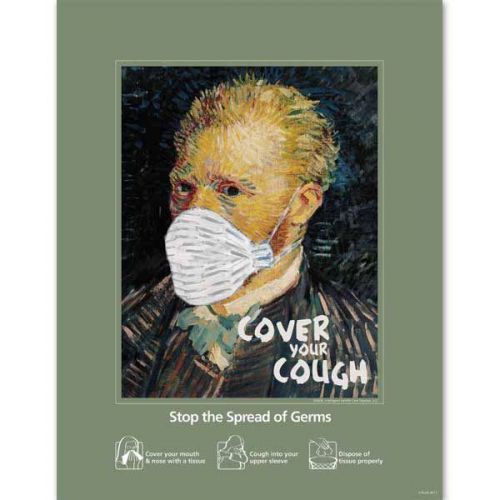 11&#034;h x 14&#034;w - van gogh cover your cough poster 1 ea for sale