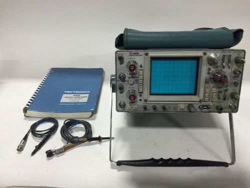 TEKTRONIX 465 100mhz OSCILLOSCOPE W/ Manual, Pouch &amp; Probes.