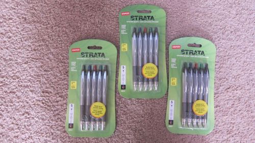 3 Pack of Strata Retractable Gel Pens 5 per pack