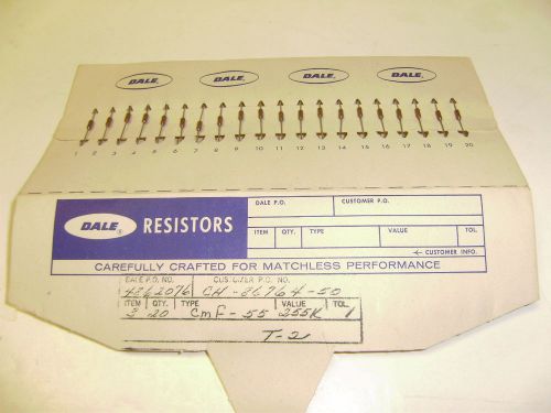 Card Of 20 Dale Resistors Type CMF-55 Value 255K New