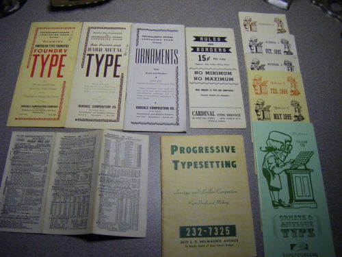 Lot Sale Of 12 VintageBrochures Of Antique Type-Ornaments-Rules-Borders Samples