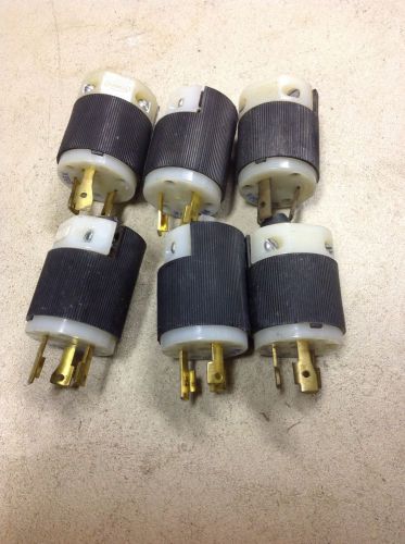 Lot of 6 used hubbell hbl 2621 30a 250v cable mount male plug end nema l6-30 for sale